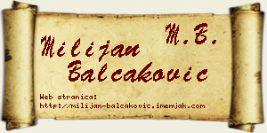 Milijan Balčaković vizit kartica